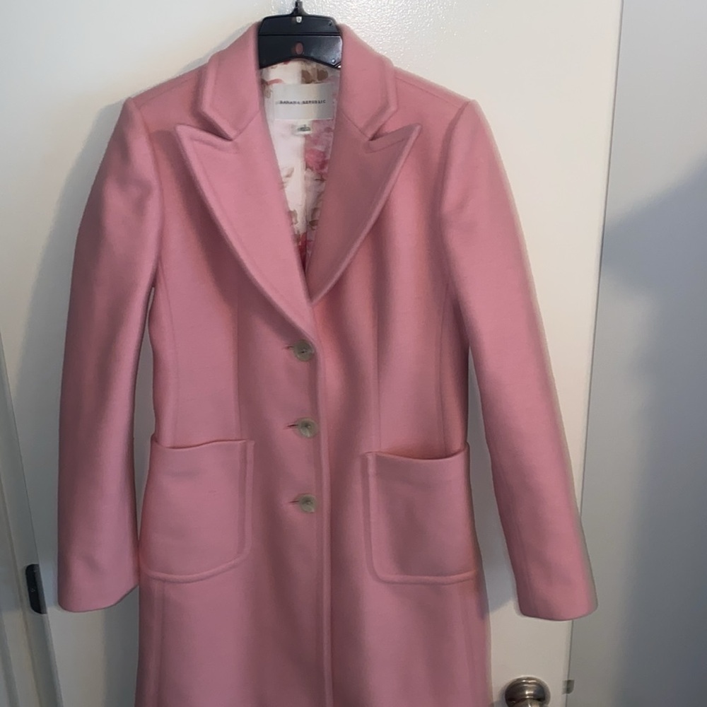 Banana Republic Pink Wool Blend Overcoat sz Small - Picture 2 of 11